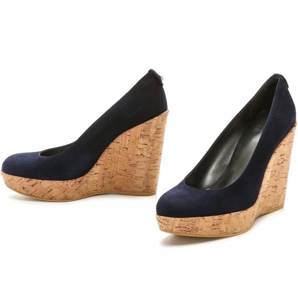 Stuart Weitzman Corkswoon Wedge Pump, Nice Blue, 10M US - Picture 10 of 13
